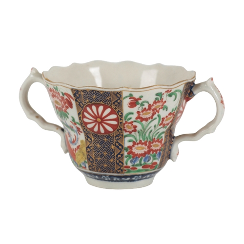 248 - A DR WALL WORCESTER PORCELAIN 'KAKIEMON' TWO HANDLED TEACUP 7cm high and a Dr Wall Worcester coffee ... 