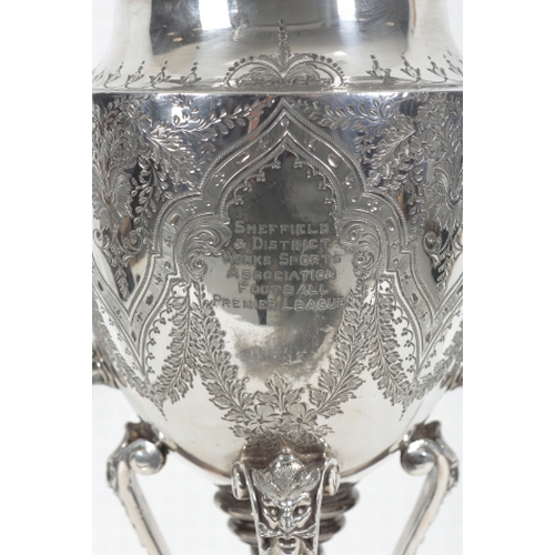 43 - A LARGE AND IMPRESSIVE SILVER PLATED TROPHY for the Sheffield & District Works Sports Association Fo... 