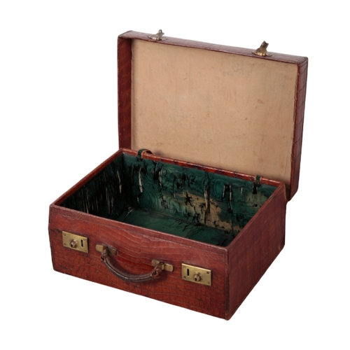 47 - A CROCODILE TRAVEL CASE with green fabric lining, 51cm x 37cm x 20.5cm

Provenance: The Keith Walton... 