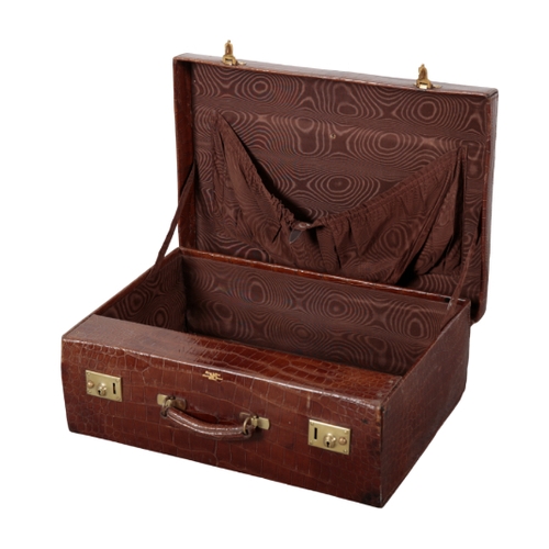 50 - DREW & SONS: A CROCODILE TRAVEL CASE stamped 