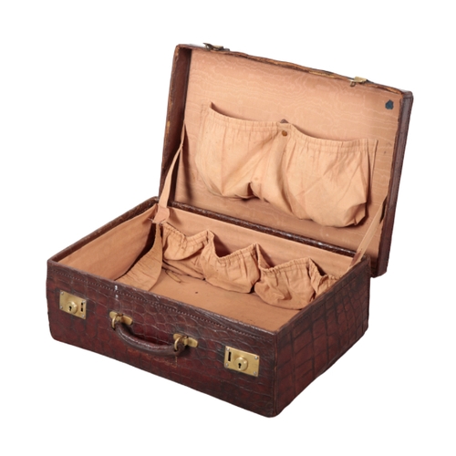 56 - A CROCODILE TRAVEL CASE initialled 