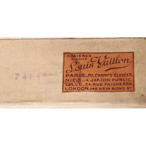 60 - LOUIS VUITTON: A LEATHER TRAVEL CASE circa 1920, the brass lock inscribed 