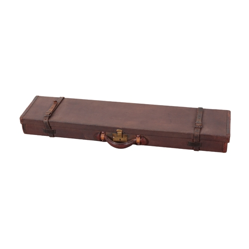 83 - AN EDWARDIAN BROWN LEATHER MASONIC SUITCASE with nickel lock fittings; a canvas and leather single g... 