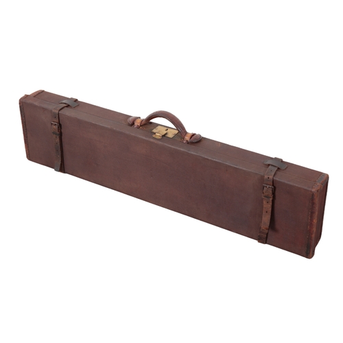 83 - AN EDWARDIAN BROWN LEATHER MASONIC SUITCASE with nickel lock fittings; a canvas and leather single g... 