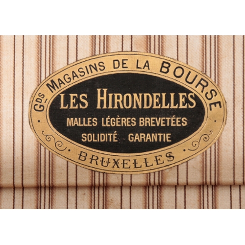 84 - LES HIRONDELLES: A FLAXITE DOMED SUITCASE with brass and wooden fittings, brass oval name plaque; an... 