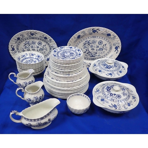 27 - A PART DINNER SERVICE Meakin's Blue Nordic pattern