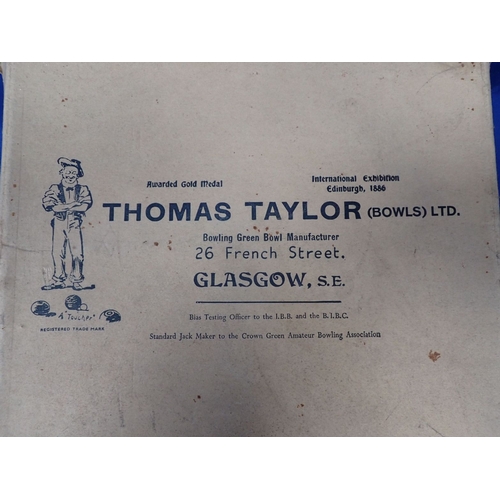 101 - A BOXED SET OF THOMAS TAYLOR BOWLS Glasgow-made, top grade lignoid