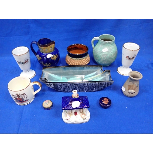 109 - A DOULTON LAMBETH JUG AND BOWL with other ceramics including a West German lava ware dish, a Staffor... 