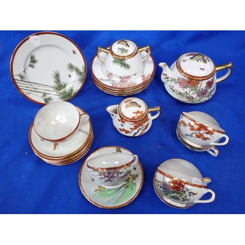 110 - A JAPANESE SATSUMA TEA SET for six