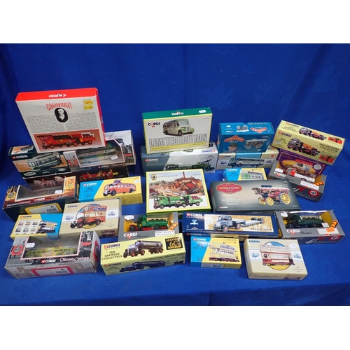 157 - A COLLECTION OF BOXED CORGI MODELS limited editions, trams, buses and coaches, lorries, State coach ... 