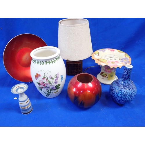 19 - A PORTMEIRION BOTANIC GARDEN VASE with 1960s ceramic table lamp and other decorative ceramics and gl... 