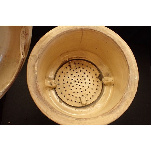 37 - A VICTORIAN STONEWARE WATER FILTER G. Cheavins improved patent, with removable plate, and wooden top... 