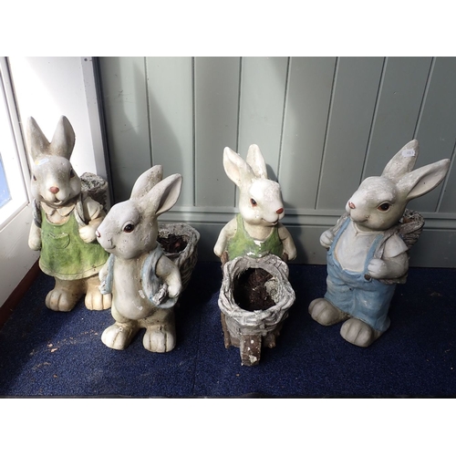 6 - A COLLECTION OF KITSCH BUNNY RABBIT PLANTERS tallest approx 6cms