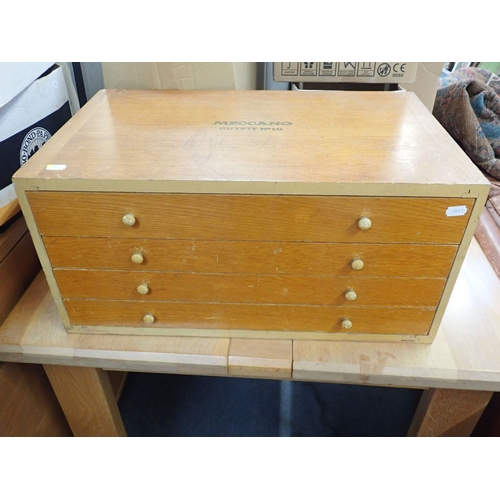 172 - A MECCANO OUTFIT NO. 10 FOUR-DRAWER CHEST in light oak with knobs, with extensive contents (note: th... 