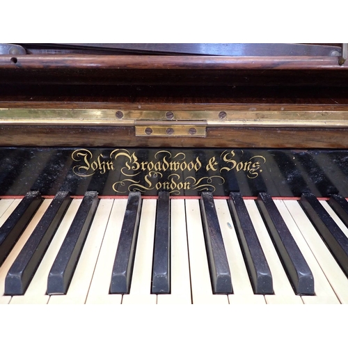 198 - A VICTORIAN ROSEWOOD CASED PIANO BY JOHN BROADWOOD & SONS, LONDON with fretwork panels, numbered 331... 