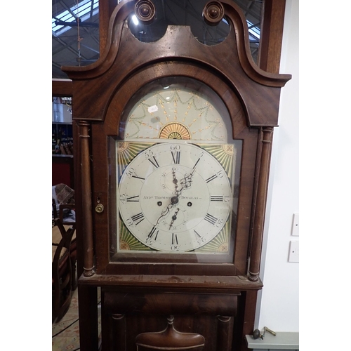 205 - AN EIGHT-DAY LONGCASE CLOCK, BY ANDREW THOMSON, DOUGLAS mid 19th century, the mahogany case with bow... 