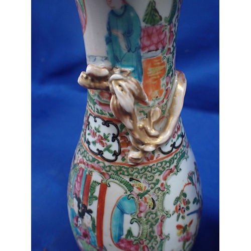 291 - THREE CHINESE FAMILLE ROSE VASES 26cm high (all damaged)