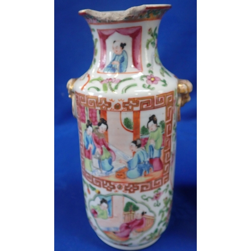 293 - FIVE CHINESE FAMILLE ROSE VASES one with cover 29cm high (all with damage)