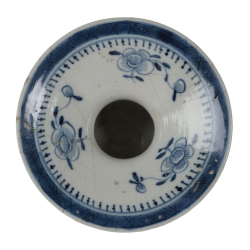 355 - A CHINESE BLUE AND WHITE SPITTOON Qing dynasty, of classical form, the rim decorated with flowers, t... 