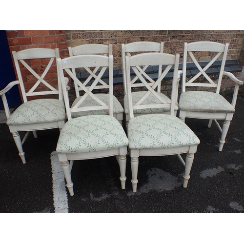 804 - A SET OF SIX DUCAL WHITE PAINTED DINING CHAIRS