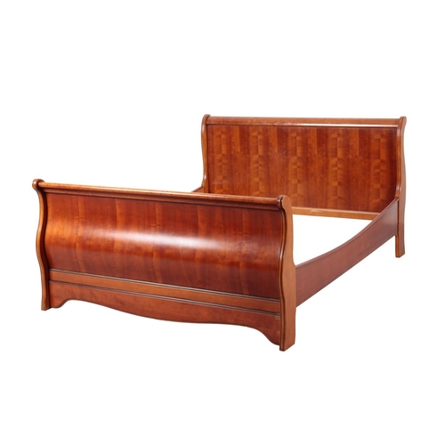 813 - A MODERN CHERRY FINISH SLEIGH BED BY EXIGENCE 102cm high x 162cm wide x 220cm long