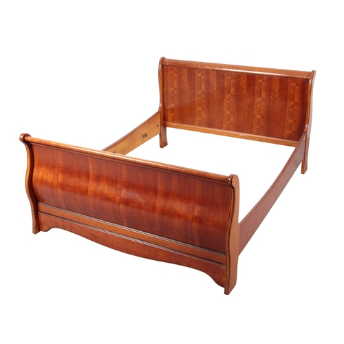 813 - A MODERN CHERRY FINISH SLEIGH BED BY EXIGENCE 102cm high x 162cm wide x 220cm long