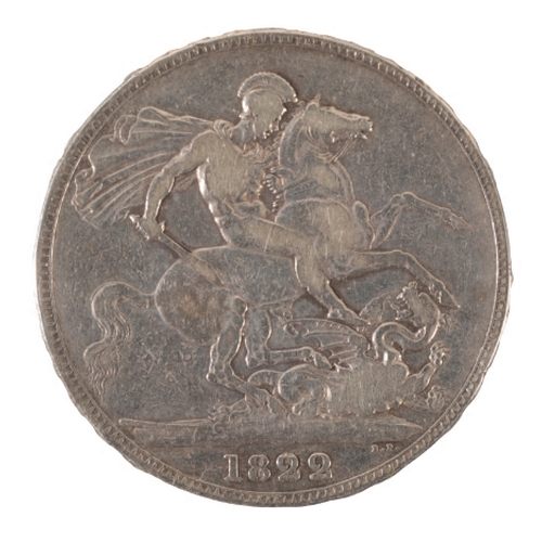 138 - AN 1822 GEORGE III SILVER CROWN (tertio) the reverse of St. George & the Dragon