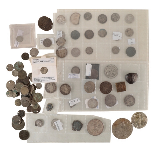 179 - AN 1876 NETHERLANDS SILVER FIVE CENTS and a quantity of various other mixed world coins.