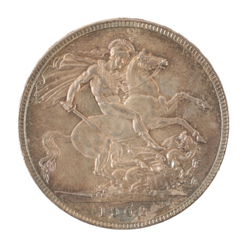 197 - A 1902 EDWARD VII SILVER CROWN the reverse with St. George and the Dragon