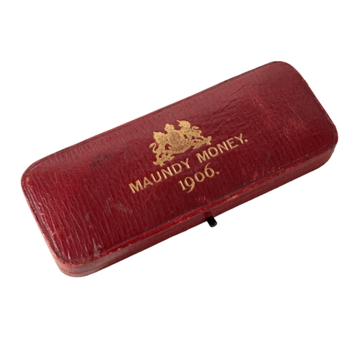 198 - A 1906 EDWARD VII MAUNDY MONEY SET in the original red leather case