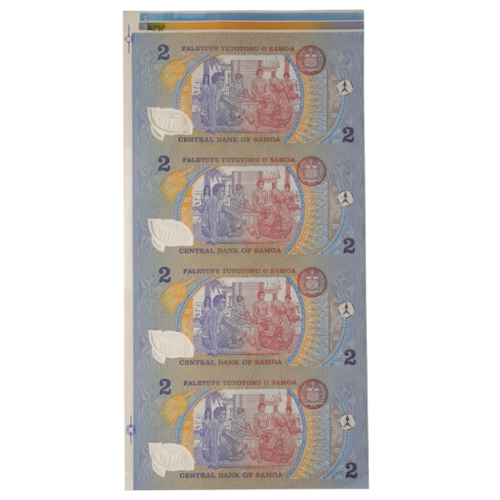 230 - A SHEET FOUR 1990 SAMOA 2 LUA TALA BANK NOTES AAB