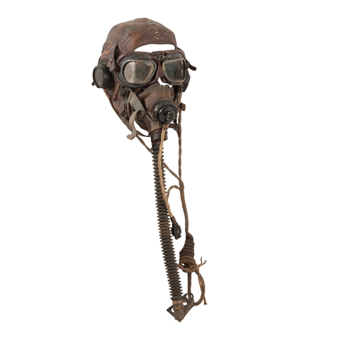 235 - THE FLYING HELMET & OXYGEN MASK belonging to 1626273 SGT Roy Machin DFM of 617 Squadron, who took pa... 