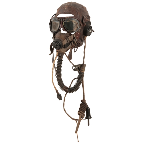 235 - THE FLYING HELMET & OXYGEN MASK belonging to 1626273 SGT Roy Machin DFM of 617 Squadron, who took pa... 