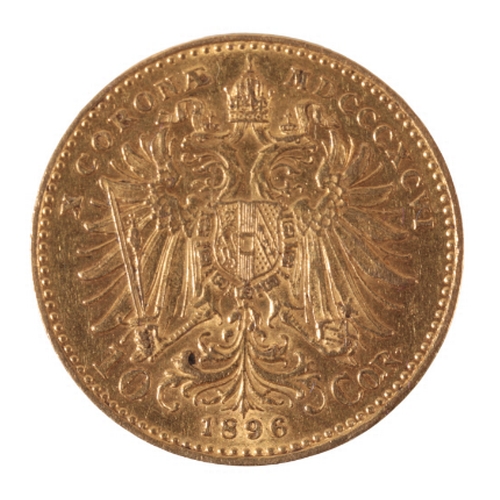 32 - AN 1896 AUSTRIAN CORONA 10 COR GOLD COIN (c.3.37grams)