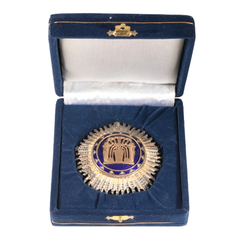 375 - CASED EGYPTIAN ORDER OF THE NILE 1ST CLASS. A First Class example, circa 1955. Maker marked to the r... 