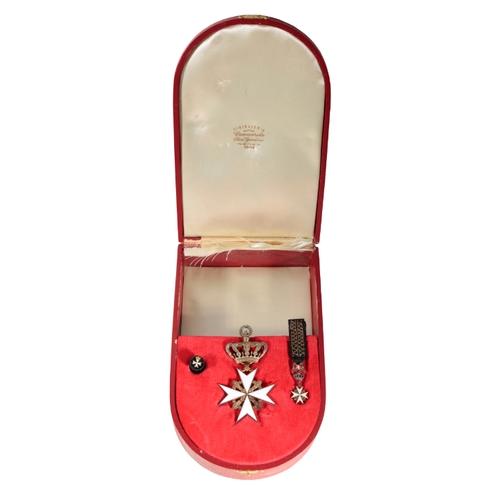 377 - THE ORDER OF MALTA Cased with a miniature and buttonhole badge. Complete with award certificate with... 