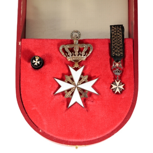 377 - THE ORDER OF MALTA Cased with a miniature and buttonhole badge. Complete with award certificate with... 