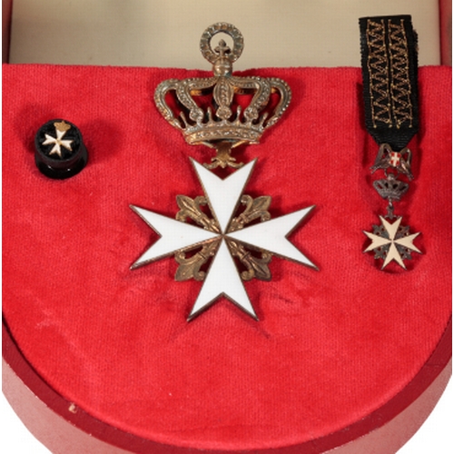 377 - THE ORDER OF MALTA Cased with a miniature and buttonhole badge. Complete with award certificate with... 