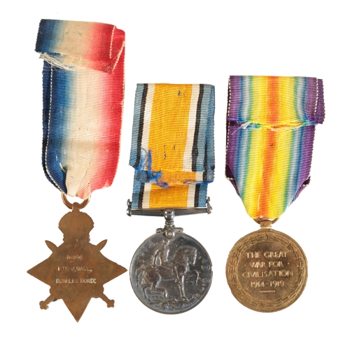 293 - 1914/15 TRIO AND PLAQUE TO PTE BALL S WALES BORDERS killed in a Victoria Cross action. 

1914/15 Sta... 