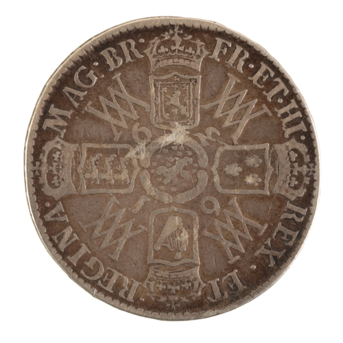 129a - A WILLIAM & MARY 1693 HALF CROWN with Crowned cruciform shields