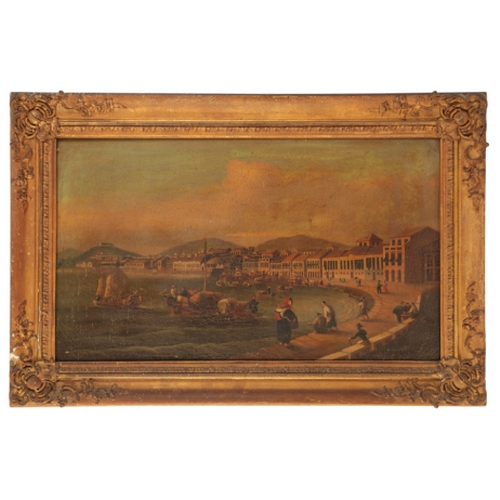 74 - ANGLO-CHINESE SCHOOL, 19TH CENTURY The Praya Grande, Macau from the north, oil on canvas, 32 x 54.5c... 