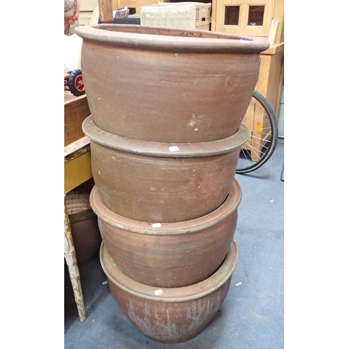 15 - FOUR TERRACOTTA SALT GLAZED GARDEN POTS approx 53cms diameter