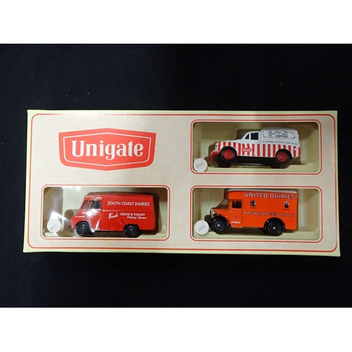 166 - LLEDO DAYS GONE MODEL VEHICLE TRIPLE BOXED SETS (6) together with three Lledo model vehicle Unigate ... 