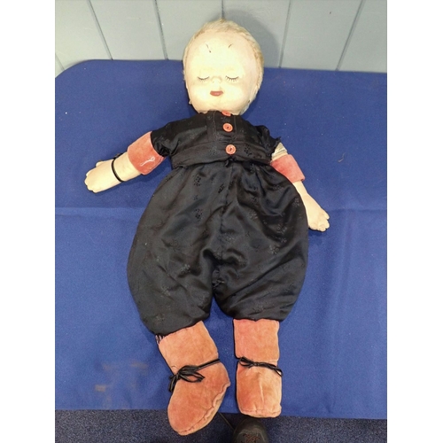 192 - 1920s/1930s FABRIC DOLL with period costume, 60 cms high