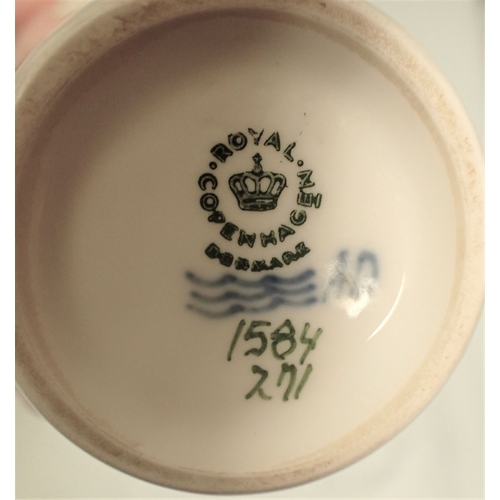 269 - ROYAL COPENHAGEN FAIENCE WARE a vase, a swan and a bird and a ceramic standard poodle