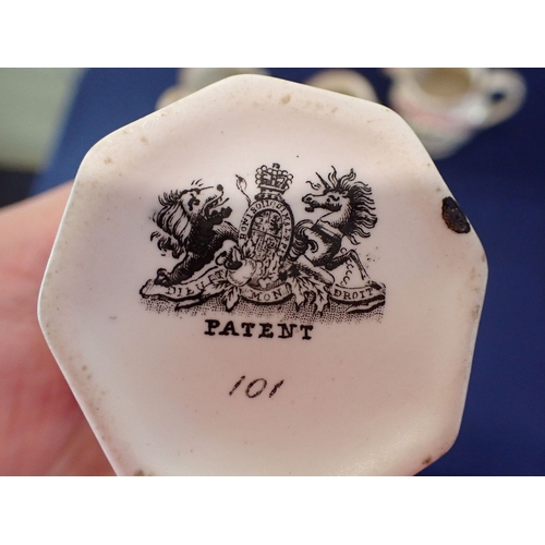 276 - THREE EARLY 19th CENTURY SUNDERLAND TYPE LUSTRE JUGS one (a/f), with a Gaudy Welsh mug and a minatur... 