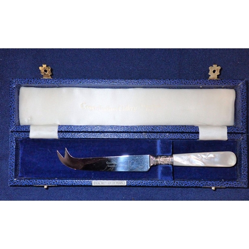 348 - A 'TIPPERARY CRYSTAL' CHEESE KNIFE WITH CUT GLASS HANDLE (boxed) with other boxed cutlery items