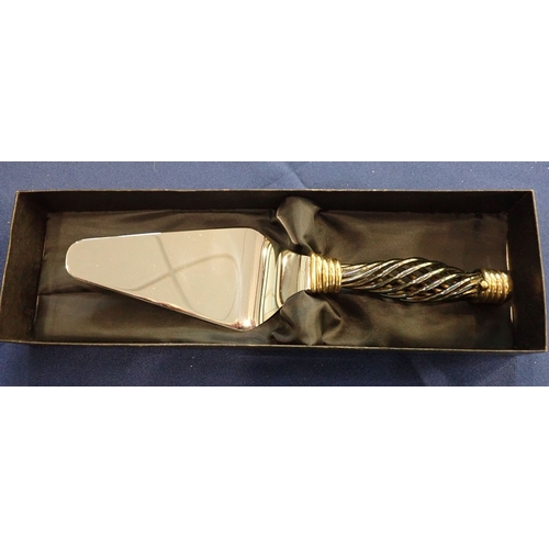 348 - A 'TIPPERARY CRYSTAL' CHEESE KNIFE WITH CUT GLASS HANDLE (boxed) with other boxed cutlery items