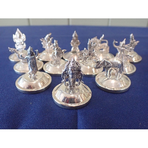 361 - THAI SERLING SILVER MENU HOLDERS, set of 12,