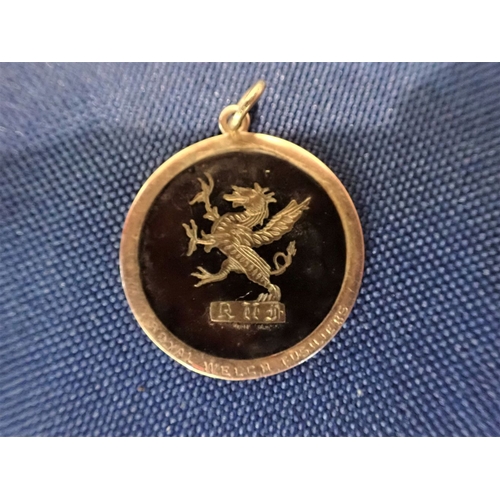 453 - 9CT GOLD WELSH FUSILIERS PENDANT with gemstones and costume jewellery